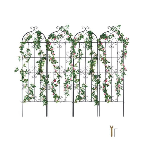 Garden Trellis for Climbing Plants, 71 x 20 in, 4 Packs Rustproof Metal Garden Flower Trellis, Outdoor Climbing Rose Trellis Cucumbers Support, Decorative Clematis Trellis for Courtyards Lawns