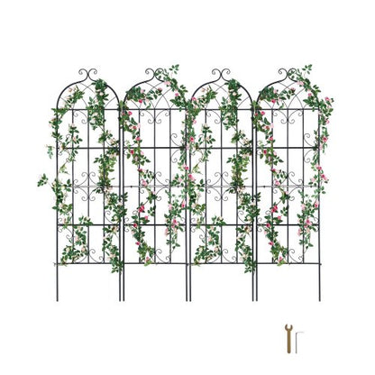 Garden Trellis for Climbing Plants, 71 x 20 in, 4 Packs Rustproof Metal Garden Flower Trellis, Outdoor Climbing Rose Trellis Cucumbers Support, Decorative Clematis Trellis for Courtyards Lawns