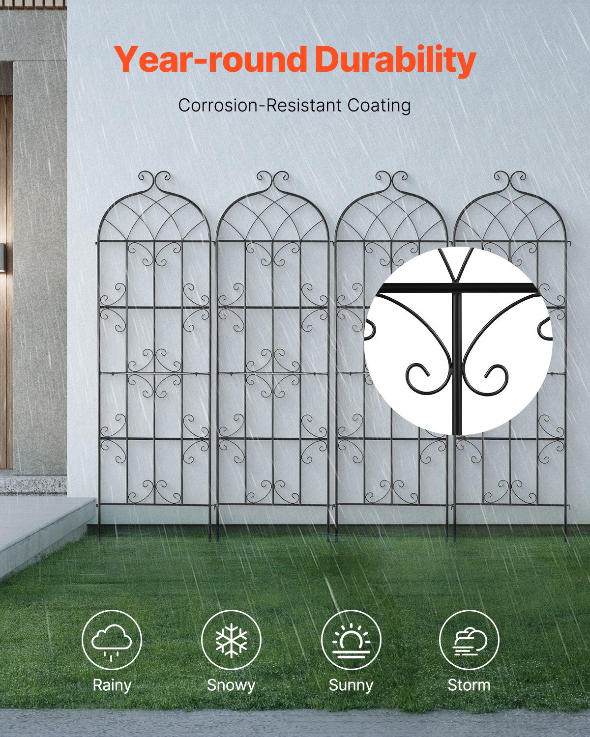 Garden Trellis for Climbing Plants, 71 x 20 in, 4 Packs Rustproof Metal Garden Flower Trellis, Outdoor Climbing Rose Trellis Cucumbers Support, Decorative Clematis Trellis for Courtyards Lawns