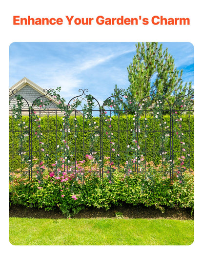 Garden Trellis for Climbing Plants, 71 x 20 in, 6 Packs Rustproof Metal Garden Flower Trellis, Outdoor Climbing Rose Trellis Cucumbers Support, Decorative Clematis Trellis for Courtyards Lawns