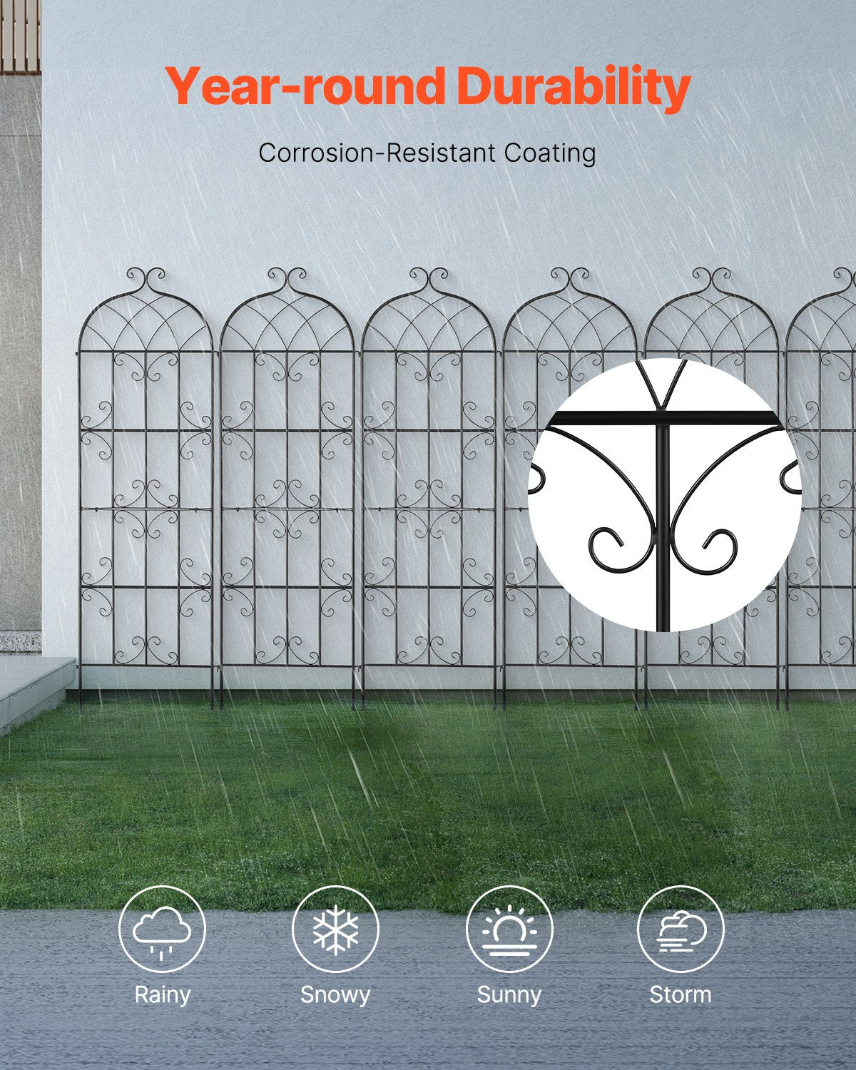 Garden Trellis for Climbing Plants, 71 x 20 in, 6 Packs Rustproof Metal Garden Flower Trellis, Outdoor Climbing Rose Trellis Cucumbers Support, Decorative Clematis Trellis for Courtyards Lawns