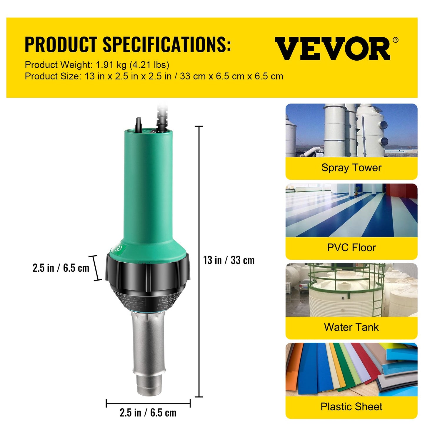 Roofing Welder, 8 Pcs PVC Welding Gun, 1600W Hot Air Plastic Welder, 220V PVC Heat Gun, Plastic Welder with Mica Pipe Heating Core, Stepless Temperature Regulation 104-1112 °F Plastic Welder Kit
