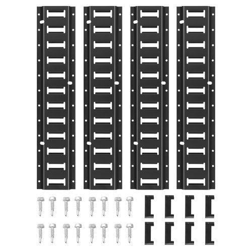 E Track Tie Down Rail Kit, 2' Steel Rails, 4 Pack, Secure Cargo & Heavy Loads Up to 2000 lbs, Heavy Duty Etrack Rails with Screws for Garages, Vans, Trailers, Motorcycle Tie Downs, ATV Mountings