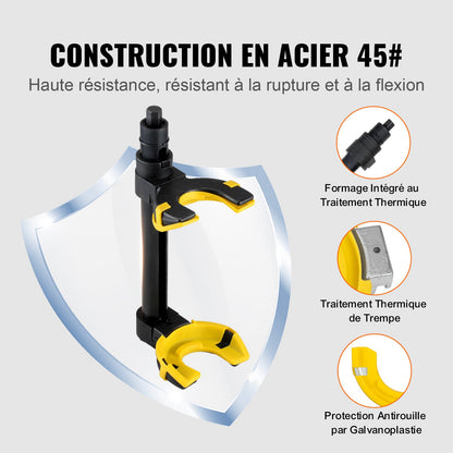 Strut Spring Compressor Set, Macpherson Strut Spring Compressor Kit, Interchangeable Fork Strut Coil Extractor Remover Tool, with Yellow Protective Sleeve and Carrying Case