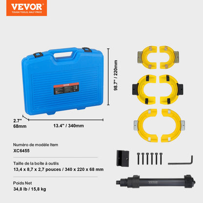 Strut Spring Compressor Set, Macpherson Strut Spring Compressor Kit, Interchangeable Fork Strut Coil Extractor Remover Tool, with Yellow Protective Sleeve and Carrying Case