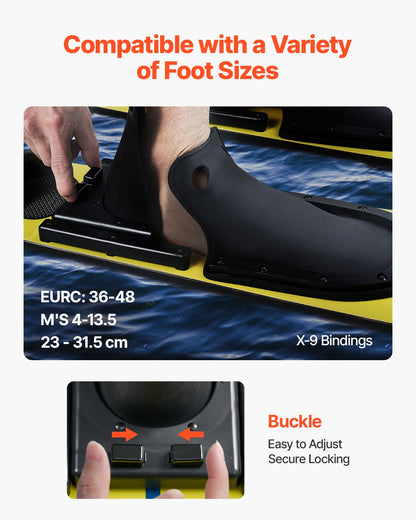 Vattenskidor 170,2 cm / 67 tum, Vattenskida med X-9 justerbara hästskobindningar och vadderad bakre tåplatta, högblank UV-beläggning, vattenskidkombination för vuxna upp till 136 kg