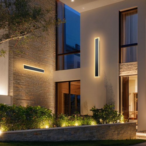 Outdoor Wall Light, 600 mm, Long Strip Modern Exterior Wall Sconce Light Fixtures, 3000K Warm White, IP65 Waterproof, Anti-Rust Outside Patio Wall Mount Lighting, for House, Porch, Garage
