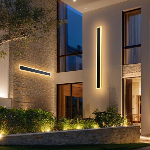 Outdoor Wall Lights, 2 Pack, 1000 mm Long Strip Modern Exterior Wall Sconce Light Fixtures, 3000K Warm White, IP65 Waterproof Anti-Rust Outside Wall Mount Lighting, for House, Porch, Garage