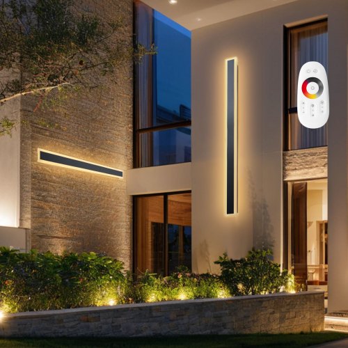 Outdoor Wall Lights, 2 Pack, 1200 mm Long Strip Modern Exterior Wall Sconce Light Fixtures, 2700K-6000K, IP65 Waterproof Anti-Rust, Dimmable Outside Wall Mount Lighting, for House Porch Garage