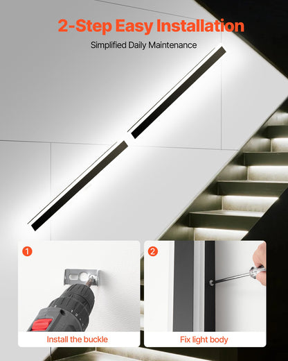 Outdoor Wall Lights, 2 Pack, 1200 mm Long Strip Modern Exterior Wall Sconce Light Fixtures, 2700K-6000K, IP65 Waterproof Anti-Rust, Dimmable Outside Wall Mount Lighting, for House Porch Garage