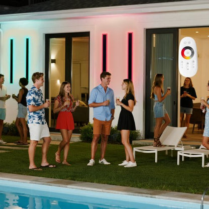 Outdoor Wall Lights, 2 Pack, 1000 mm Long RGB Modern Exterior Wall Sconce Light Fixtures, 2700K-6000K, IP65 Waterproof Anti-Rust, Dimmable Outside Wall Mount Lighting, for House Porch Garage