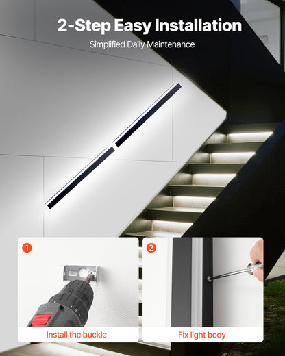 Outdoor Wall Lights, 2 Pack, 1000 mm Long RGB Modern Exterior Wall Sconce Light Fixtures, 2700K-6000K, IP65 Waterproof Anti-Rust, Dimmable Outside Wall Mount Lighting, for House Porch Garage