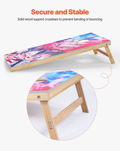 Cornhole-set, 4x2 fot Cornhole-spelbrädor, bärbar kastabräda i massivt trä, inomhus- och utomhusspel för vuxna, inkluderar 8 säckar och bärväska, för trädgården, bakgården, stranden, camping