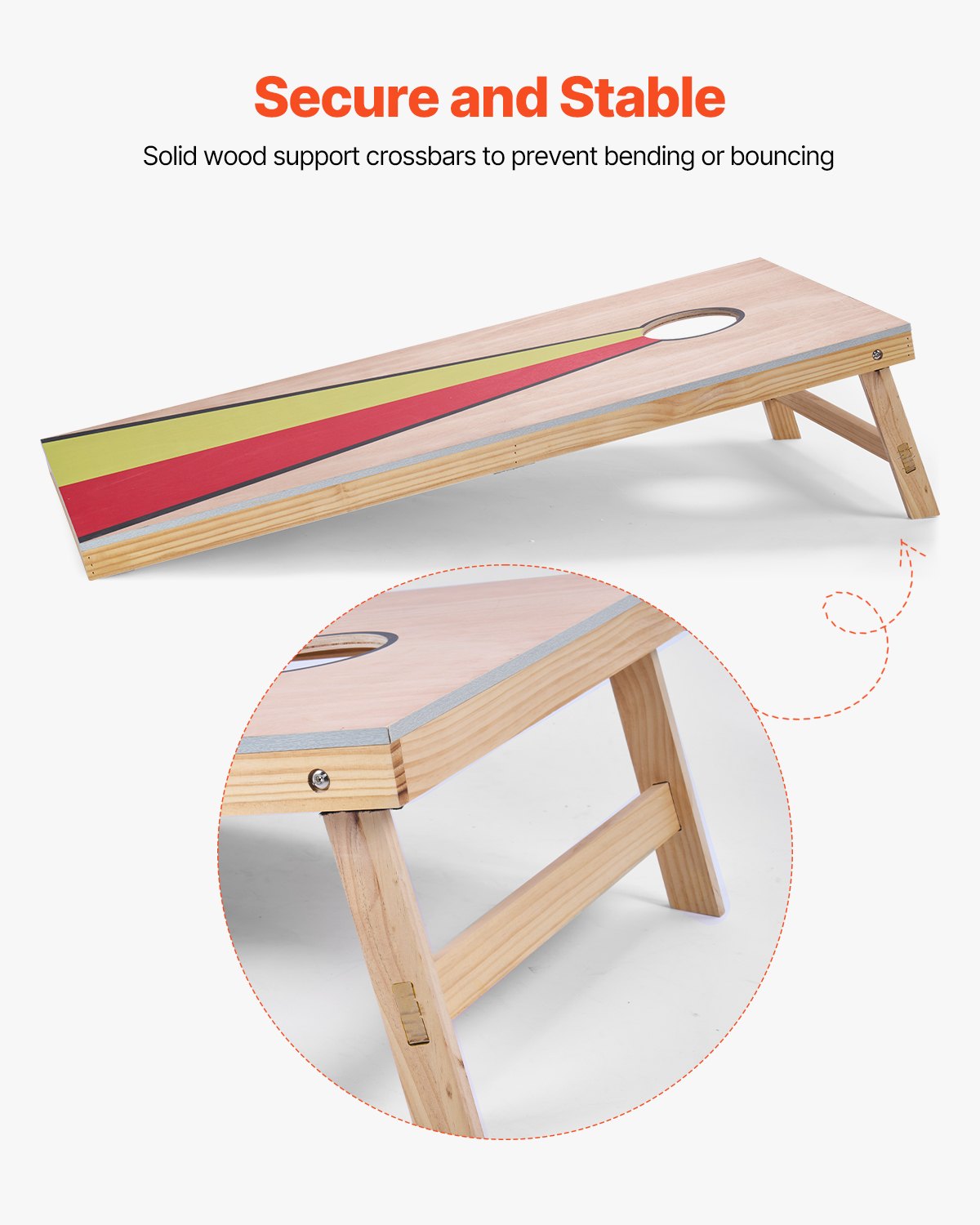 Cornhole Set, 4x2 ft Corn Hole Game Boards, Solid Wood Portable Toss Board, Indoor and Outdoor Cornhole Play for Adults, Include 8 Bean Bags and Handle, for Yard, Backyard, Beach, Camping