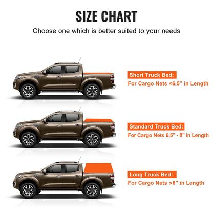 Cargo Net, 72 in x 57 in, Heavy Duty Truck Cargo Net for Truck Bed, 4 Adjustable Straps with Carabiners & S-Hooks, Wear-resistant & Weather-proof, Suitable for Pickup, Truck, Jeep, SUV, Boat