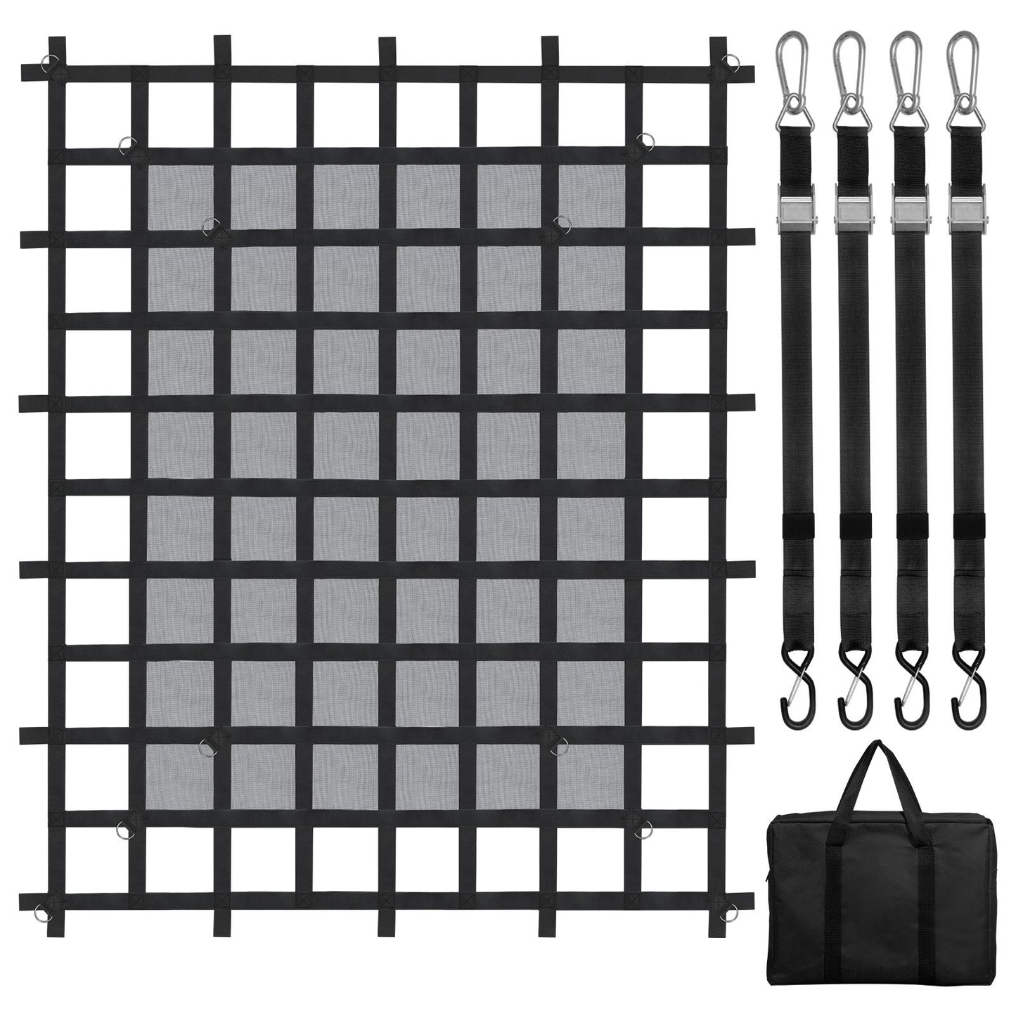 Cargo Net, 72 in x 57 in, Heavy Duty Truck Cargo Net for Truck Bed, 4 Adjustable Straps with Carabiners & S-Hooks, Wear-resistant & Weather-proof, Suitable for Pickup, Truck, Jeep, SUV, Boat