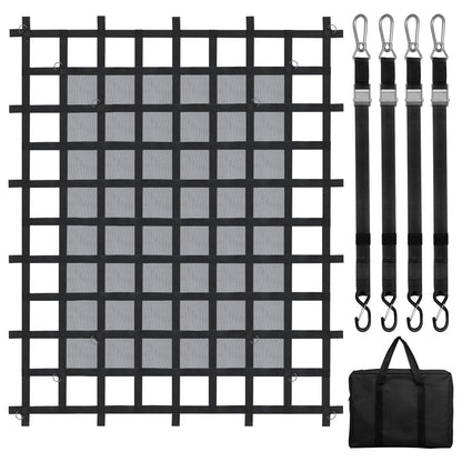 Cargo Net, 72 in x 57 in, Heavy Duty Truck Cargo Net for Truck Bed, 4 Adjustable Straps with Carabiners & S-Hooks, Wear-resistant & Weather-proof, Suitable for Pickup, Truck, Jeep, SUV, Boat