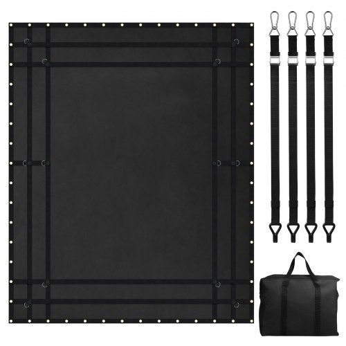 Cargo Net, 120 in x 105 in, Heavy Duty Truck Cargo Net for Truck Bed, 4 Adjustable Straps with Carabiners and Rubber Coated Hooks, Durable, Suitable for Pickup, Jeep, Truck, SUV, Boat (Black)