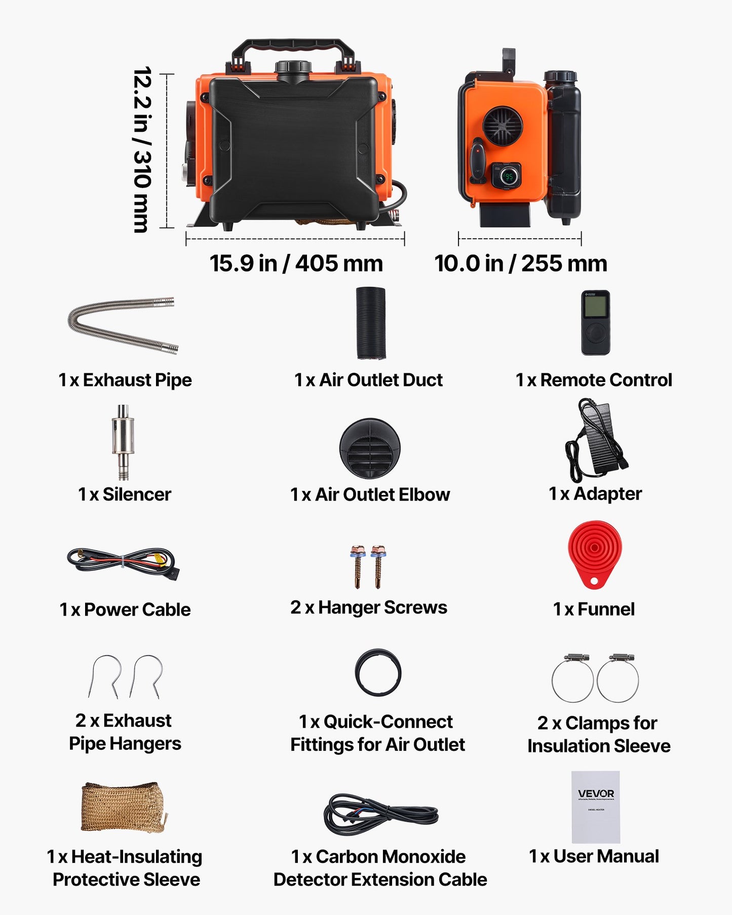 Dieselvärmare, 8KW, DC 12V/24V, allt-i-ett bärbar dieselluftvärmare med fjärrkontroll och LCD-skärm, snabb uppvärmning, lågt ljud, 4,5 liters bränsletank för lastbilar, skåpbilar, husbilar, husbilar och garage