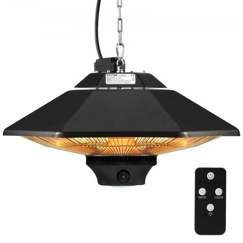 Hängande terrassvärmare, 2000W fjärrkontroll utomhus/inomhus elektrisk infraröd värmare, IP34-skyddad takvärmare med dragsnöre och justerbar kedja, för veranda, uteplats, matsal, studio