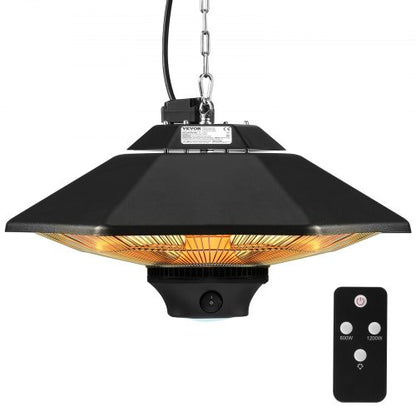 Hängande terrassvärmare, 2000W fjärrkontroll utomhus/inomhus elektrisk infraröd värmare, IP34-skyddad takvärmare med dragsnöre och justerbar kedja, för veranda, uteplats, matsal, studio