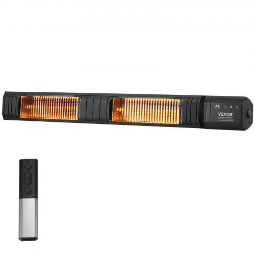 Infraröd värmare, 3000W fjärrstyrd elektrisk infraröd värmare för rymden, IP65-skyddad kolfiber infraröd utomhusvärmare med 9 hastigheter och timer, för veranda, uteplats, matsal, studio, bakgård, väggmontering