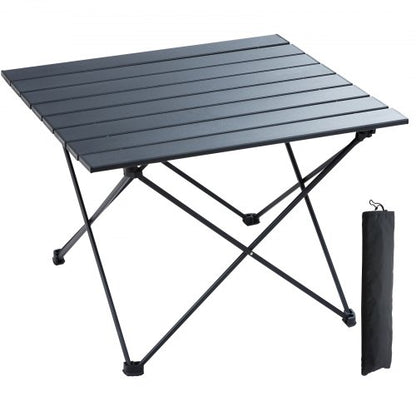 Folding Camping Table, Outdoor Portable Side Tables, Lightweight Fold Up Table, Aluminum Alloy Ultra Compact Work Table with Carry Bag, For Cooking, Beach, Picnic, Travel, 22.2x15.9 inch, Black