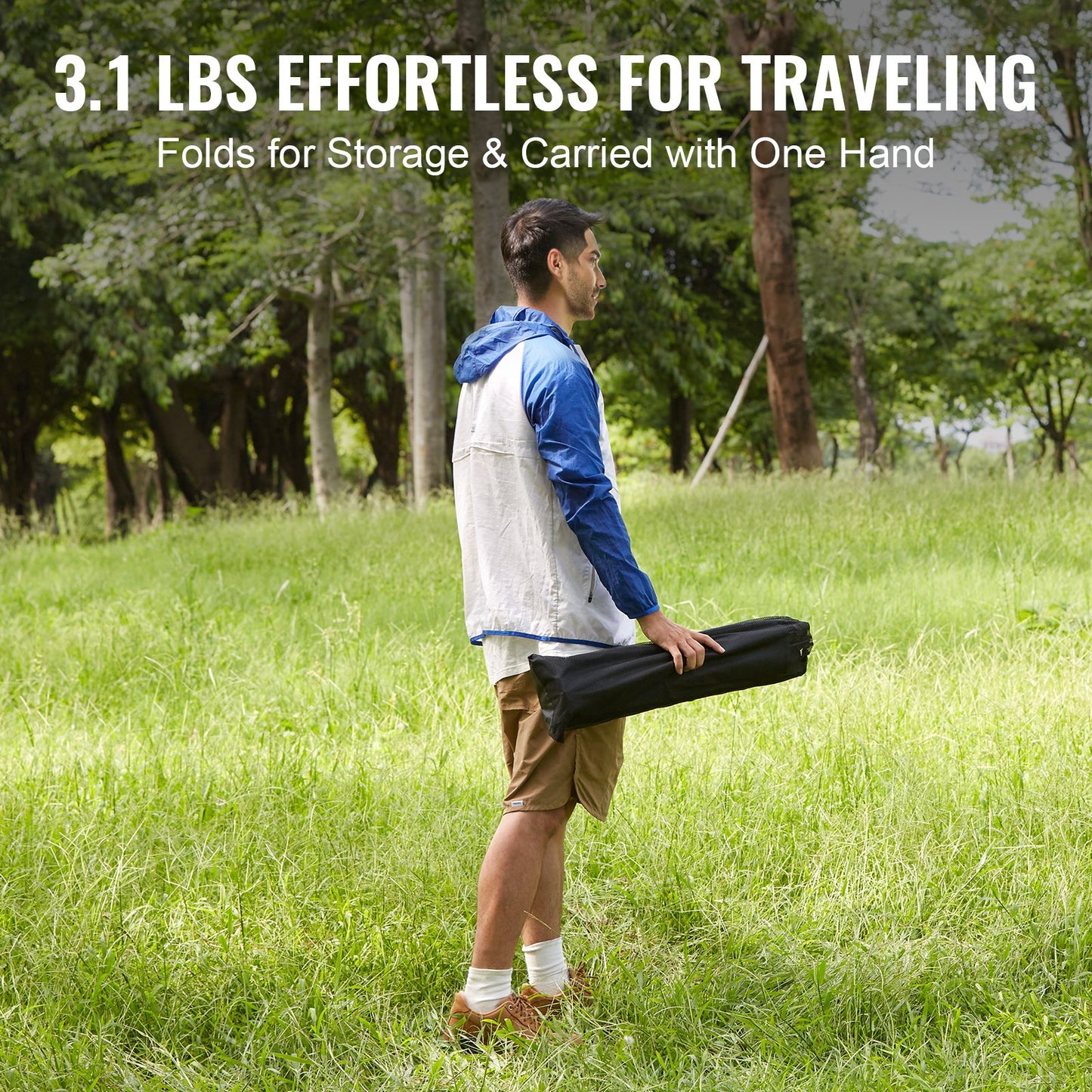 Hopfällbart campingbord, bärbara sidobord för utomhusbruk, lättviktigt hopfällbart bord, ultrakompakt arbetsbord i aluminiumlegering med bärväska, för matlagning, strand, picknick, resor, 22,2x15,9 tum, svart