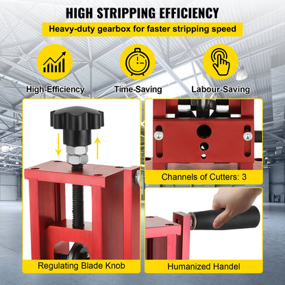 1,5-20 mm koppartrådsavisoleringsmaskin 1 blad Kabelskalare Skrotmetall Återvinningsverktyg Manuell och halvautomatisk Röd