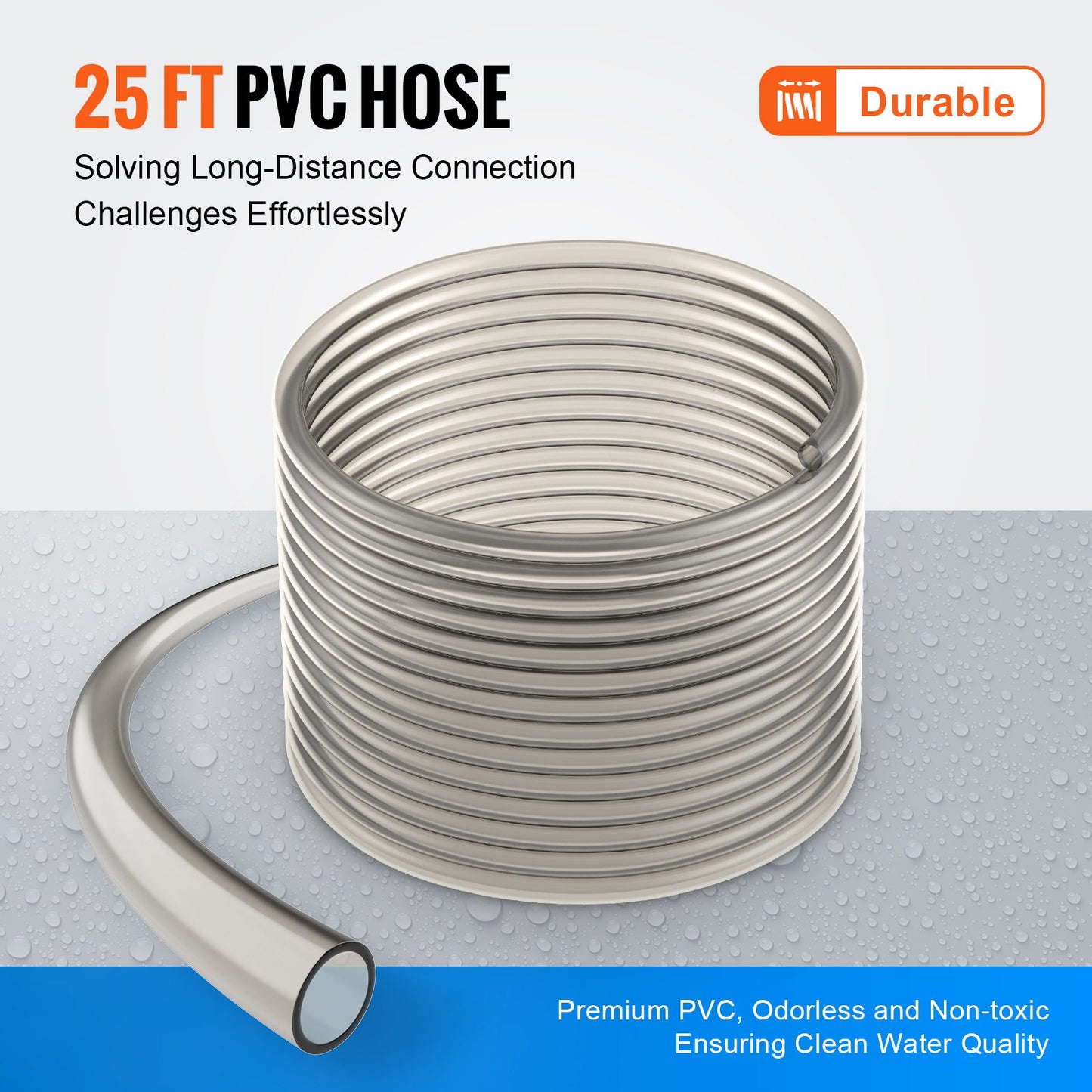 Aquarium Vacuum Gravel Cleaner, 25 ft PVC Hose Fish Tank Vacuum Gravel Cleaner, Siphon Fish Tank Cleaner Vacuum, 3 Types of Brass Adapters, for Fish Tank Cleaning Gravel & Sand