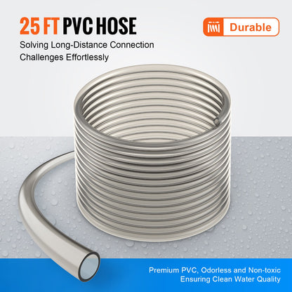 Aquarium Vacuum Gravel Cleaner, 25 ft PVC Hose Fish Tank Vacuum Gravel Cleaner, Siphon Fish Tank Cleaner Vacuum, 3 Types of Brass Adapters, for Fish Tank Cleaning Gravel & Sand