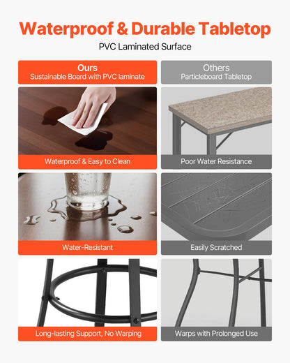 Outdoor Round Bar Table, 60 cm Counter Bar Height Bistro Table, Patio Dining Tables with Easy-to-Clean Top & Sturdy Metal Frame, Indoor High Top Pub Tables for Small Places, Kitchen