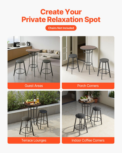 Outdoor Round Bar Table, 60 cm Counter Bar Height Bistro Table, Patio Dining Tables with Easy-to-Clean Top & Sturdy Metal Frame, Indoor High Top Pub Tables for Small Places, Kitchen