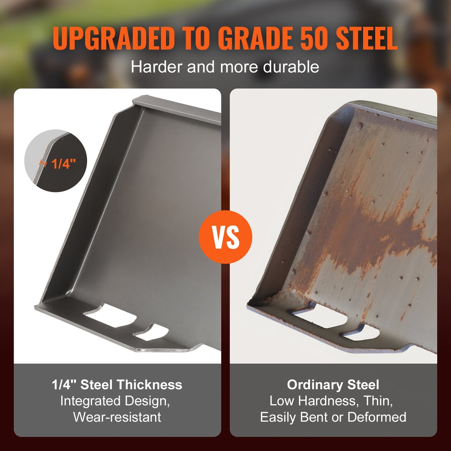 1/4" Skid Steer Attachment Plate, Skid Steer Mount Plate, Quick Attachment Loader Plate, with 2.28" Hitch Receiver, Compatible with Deere, Kubota, Bobcat, Mahindra Skid Steers and Tractors