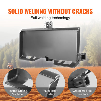 Universal 3-point Skid Steer Plate, 5/16" Skid Steer Attachment Plate, Skid Steer Mount Plate Steel Adapter Loader, Compatible with Deere, Kubota, Bobcat, Mahindra Skid Steers and Tractors