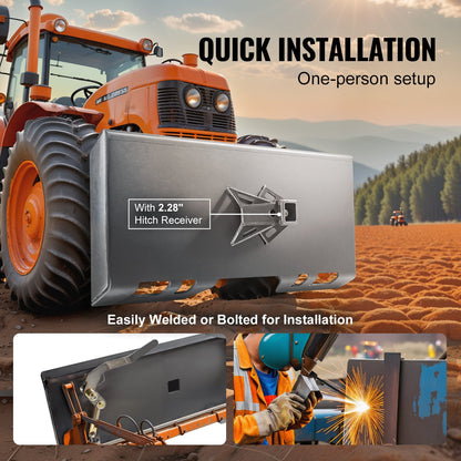 5/16" Skid Steer Attachment Plate, Skid Steer Mount Plate, Quick Attachment Loader Plate, with 2.28" Hitch Receiver, Compatible with Deere, Kubota, Bobcat, Mahindra Skid Steers and Tractors