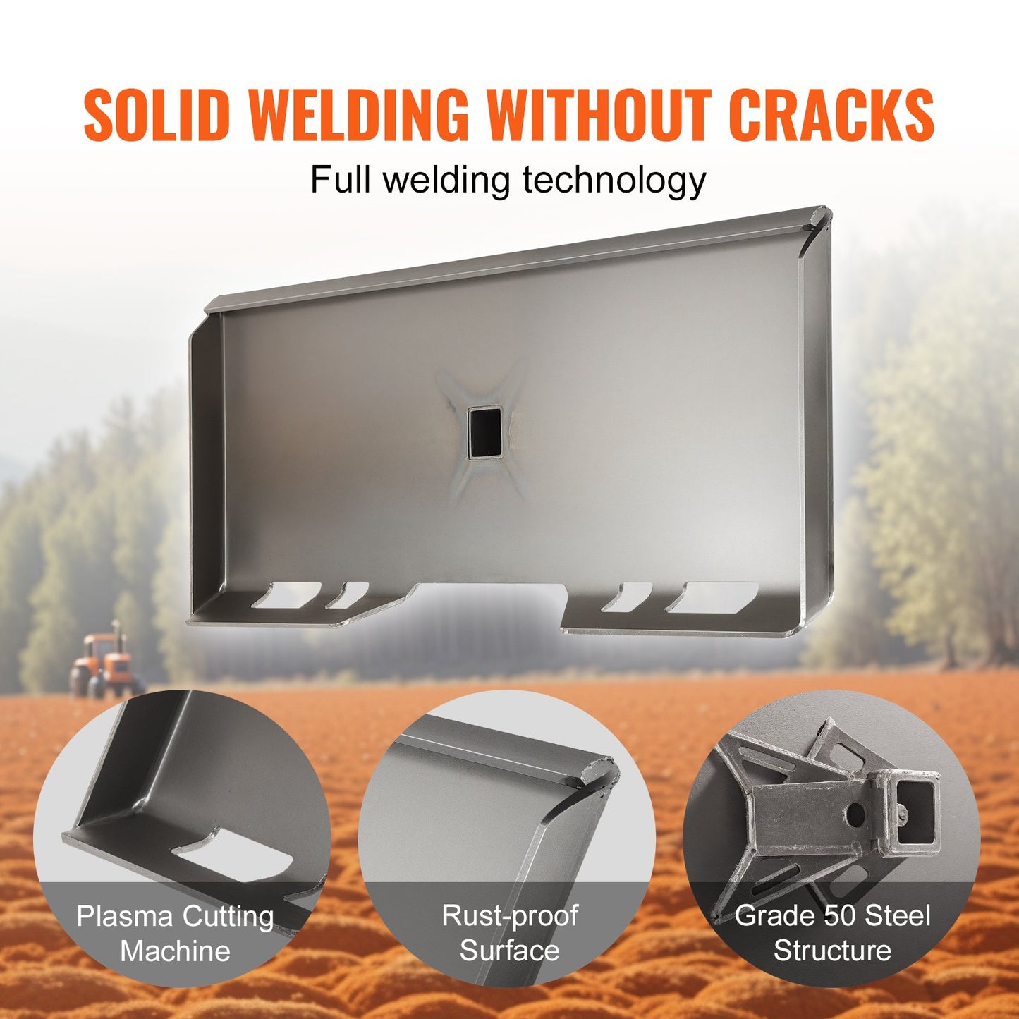 5/16" Skid Steer Attachment Plate, Skid Steer Mount Plate, Quick Attachment Loader Plate, with 2.28" Hitch Receiver, Compatible with Deere, Kubota, Bobcat, Mahindra Skid Steers and Tractors