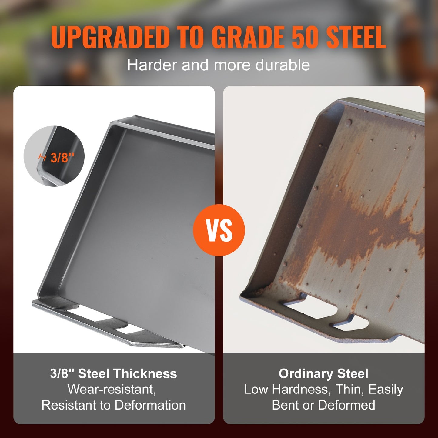 3/8" Skid Steer Attachment Plate, Universal Quick Attach Plate, Skid Steer Mount Plate, Quick Attachment Loader Plate Compatible with Deere, Kubota, Bobcat, Mahindra Skid Steers and Tractors