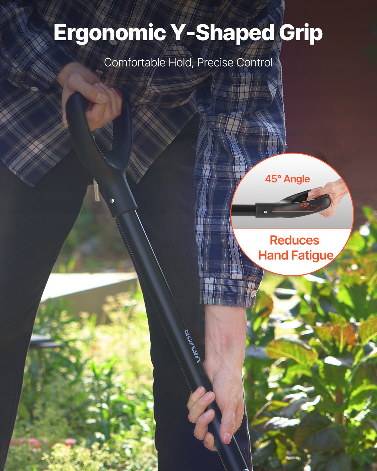 Trädgårdsgaffel, 5-tandig trädgårdshögaffel med metallhandtag, 41 tum kraftig grävgaffel med Y-grepp, smidd spatgaffel i stål för hö, potatiskompostering, omplantering, luftning