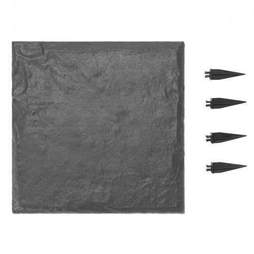 Trädgårdsstenar, 16 st 39,5x39,5 cm, Dekorativa trappstenar med pålar, Väderbeständiga plastgångstenar, Slät yta, Gångväg för utomhusbruk, Gräsmatta, Terrass, Landskap, Grå