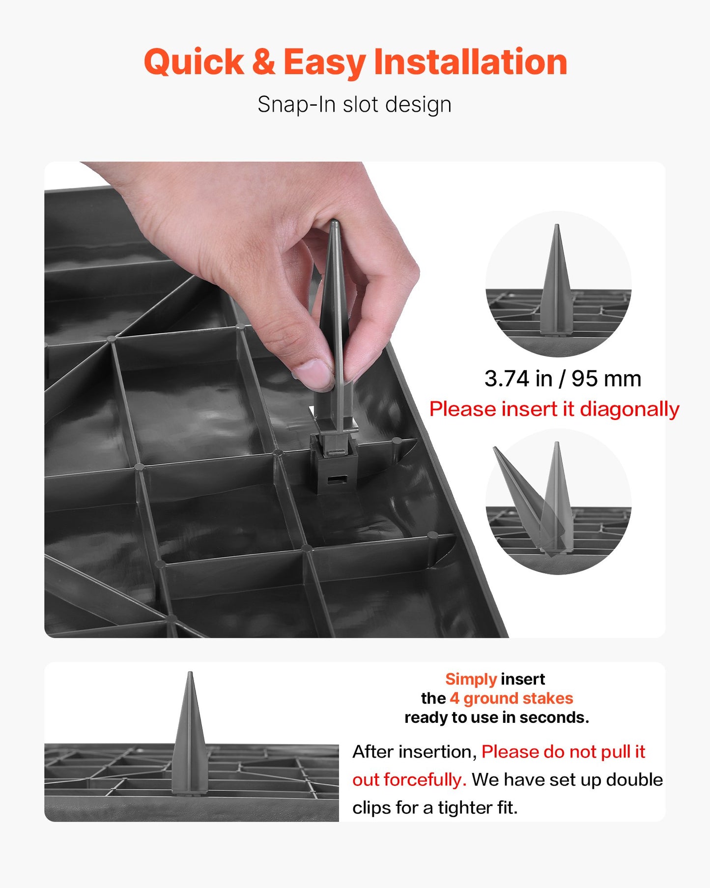 Trädgårdsstenar, 16 st 39,5x39,5 cm, Dekorativa trappstenar med pålar, Väderbeständiga plastgångstenar, Slät yta, Gångväg för utomhusbruk, Gräsmatta, Terrass, Landskap, Grå