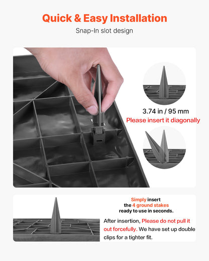 Trädgårdsstenar, 16 st 39,5x39,5 cm, Dekorativa trappstenar med pålar, Väderbeständiga plastgångstenar, Slät yta, Gångväg för utomhusbruk, Gräsmatta, Terrass, Landskap, Grå