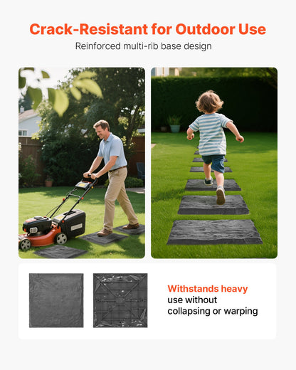 Garden Stepping Stones, 8Pcs 39.5x39.5 cm, Decorative Stepping Stones with Stakes, Weather-Resistant Plastic Pathway Pavers, Smooth Surface, Outdoor Walkway for Lawn Patio Landscape, Grey