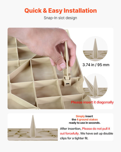 Garden Stepping Stones, 8Pcs 39.5x39.5 cm, Decorative Stepping Stones with Stakes, Weather-Resistant Plastic Pathway Pavers, Smooth Surface, Outdoor Walkway for Lawn Patio Landscape, Beige