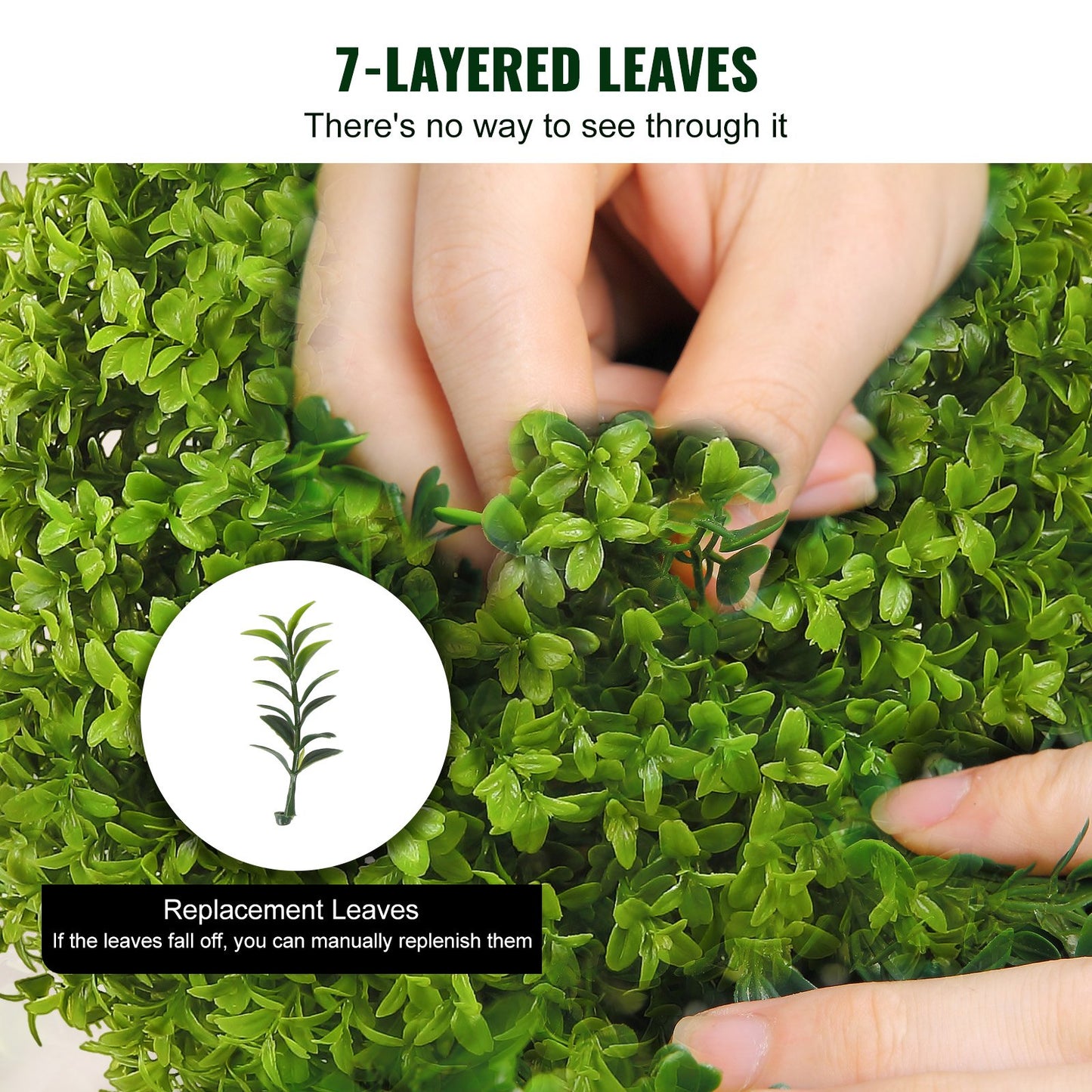 Artificial Topiaries Boxwood Trees, 24 inch Tall (2 Pieces), Ball-Shape Faux Topiaries Plant with Planters, Green Feaux Plant w/ Replaceable Leaves & Port for Decorative Indoor/Outdoor/Garden