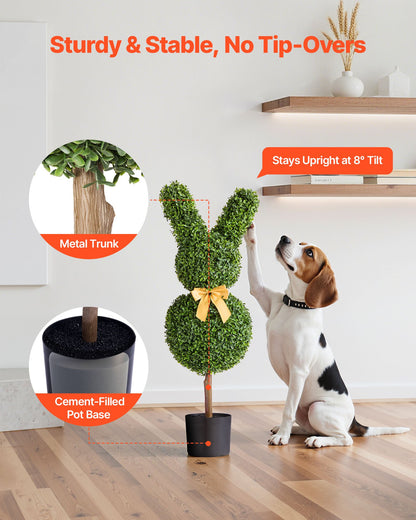 Konstgjord topiary kaninformad buxbomboll, 2-set 914 mm konstgjorda buxbombollar, konstgjorda sidenträd som ser äkta ut, enkel montering för dekoration veranda utomhus uteplats trädgård balkong bakgård inomhus