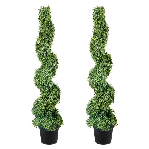 Artificial Topiaries Boxwood Trees, 121.9 cm Tall (2 Pieces) Faux Topiary Plant Outdoor, All-year Green Feaux Plant w/ Replaceable Leaves for Decorative Indoor/Outdoor/Garden