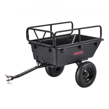 Garden Utility Trailer, 10 Cu. Ft 227 kg, ATV UTV Hauling Trailer, Tow Behind Poly Dump Cart with 16" Tires, Hand Pull or Foot Pedal, Heavy Duty Yard Trailers for Lawn Mower Tractor Garden Waste
