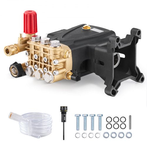 Pressure Washer Pump, 25.4 mm(1") Shaft Horizontal Triplex Plunger, 276 bar(4000 PSI), 15 L/min(4.0GPM), Replacement Power Washer Pumps Kit with Hardware, Compatible with Simpson MorFlex 40224, 40225, 40226, Santoprene