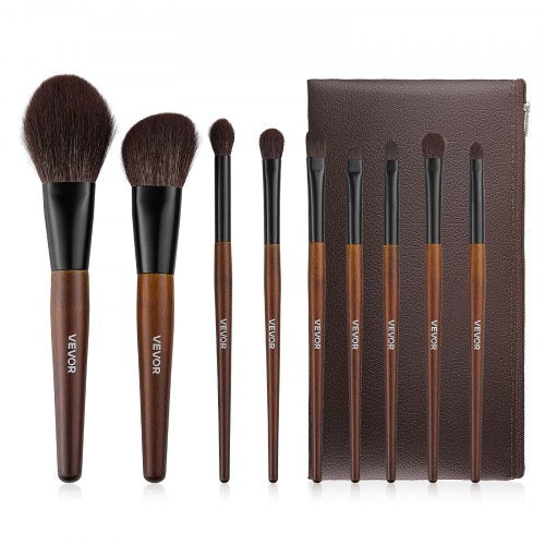 9-Piece Makeup Brush Set for Foundation Blending Eyeshadow, Professional Makeup Brush Kit with Soft Natural Wool & Vegan Synthetic Bristles, Ergonomic Wood Handle, Travel-Friendly Storage Bag